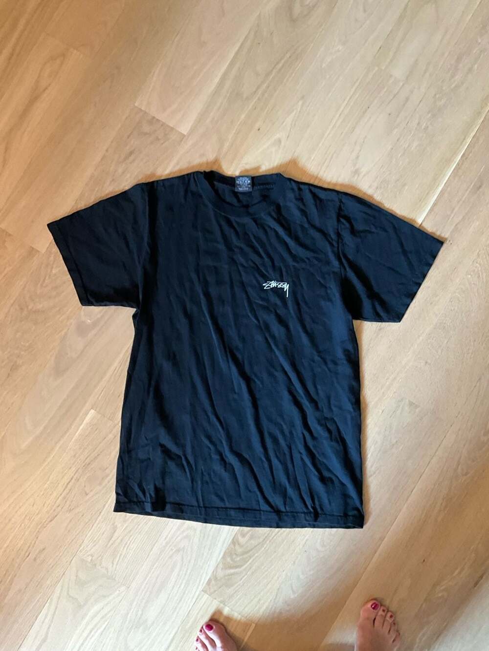 Stüssy Logo Graphic Short Sleeve Cotton T-Shirt, Black